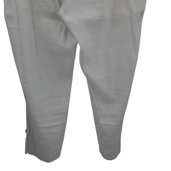 J Jill Linen Stretch White Side Zip Ankle Tapered Pants Size L Button Ankle - Picture 9 of 11
